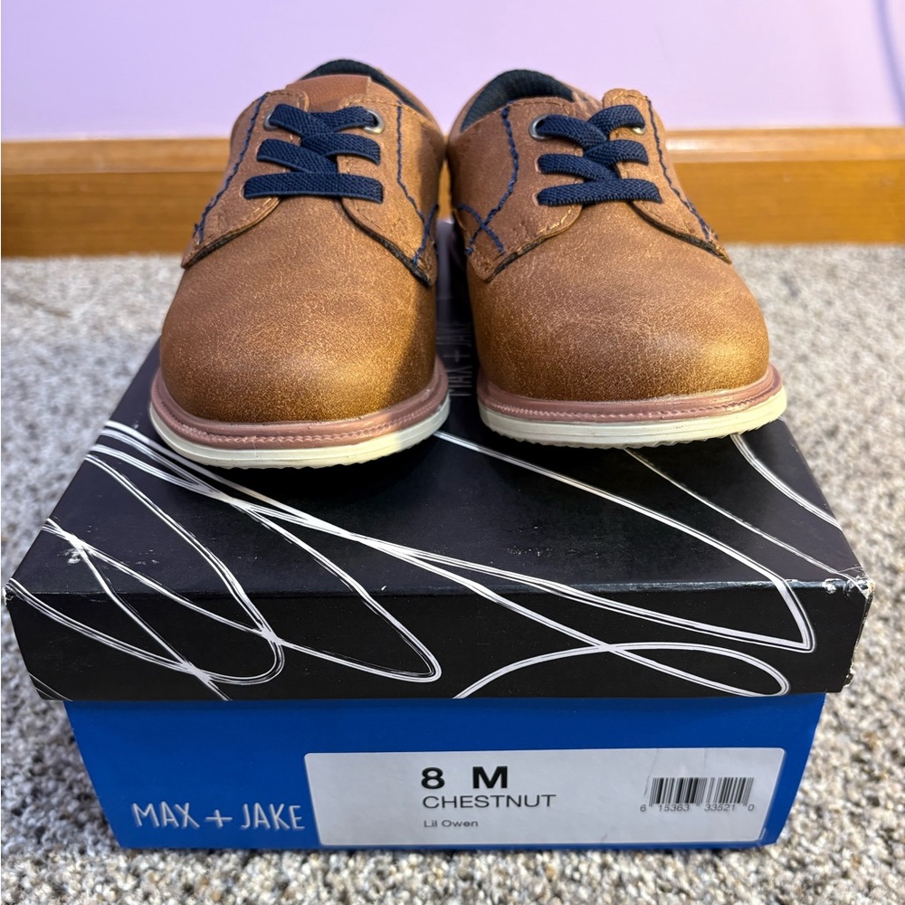 Max + Jake toddler dress shoes - slip on size 8 Chestnut NEW In BOX